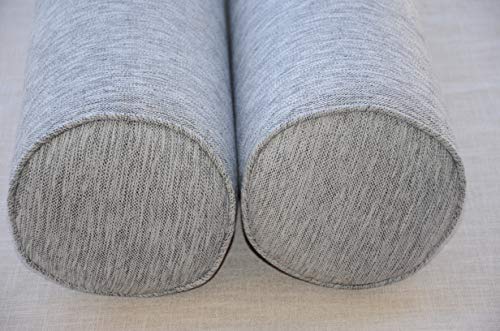 Round Bolster Pillow Cover. Platinum-Grey.