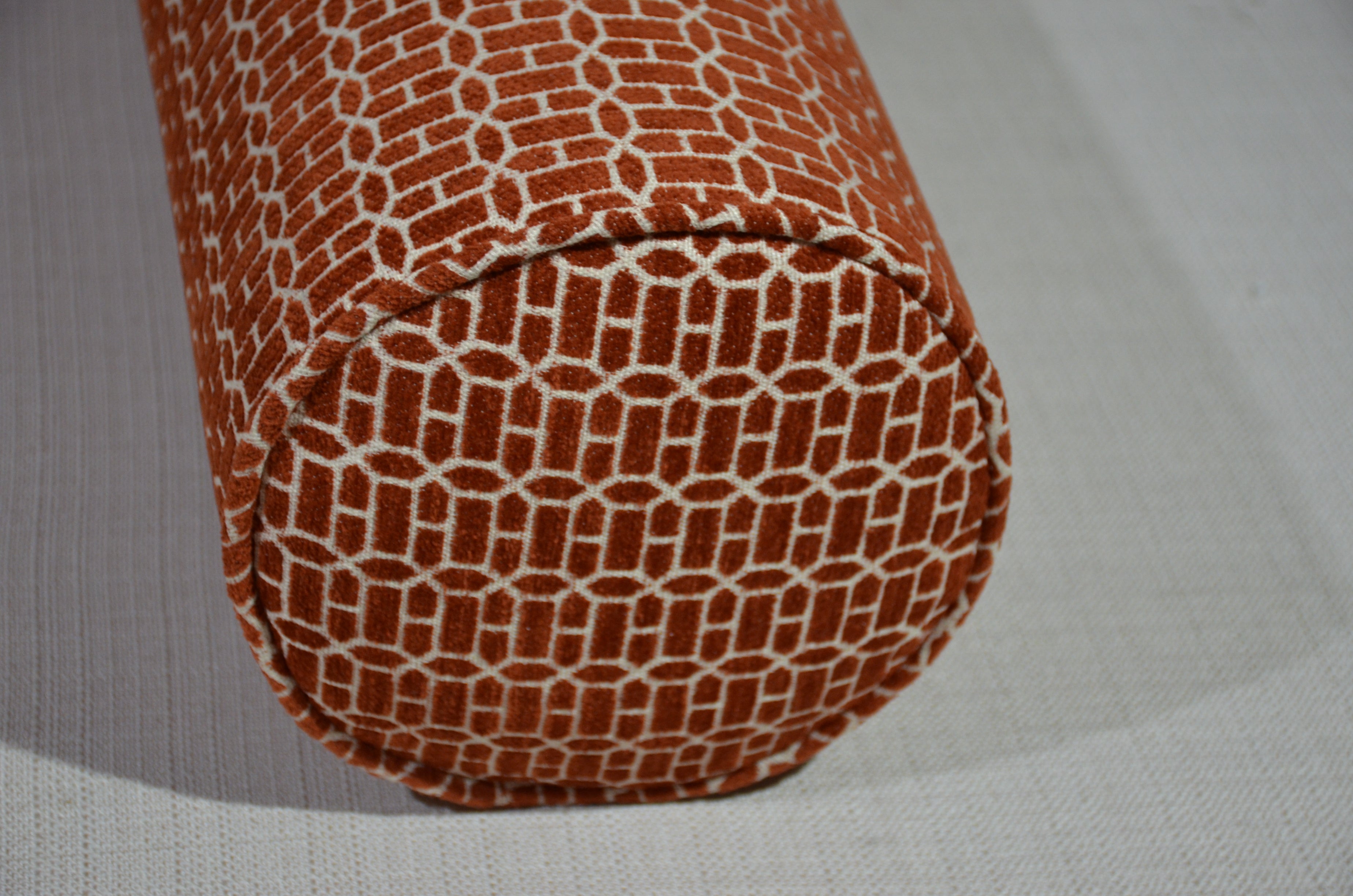 Round Bolster Pillow Cover . Gateway Chenille Coral.