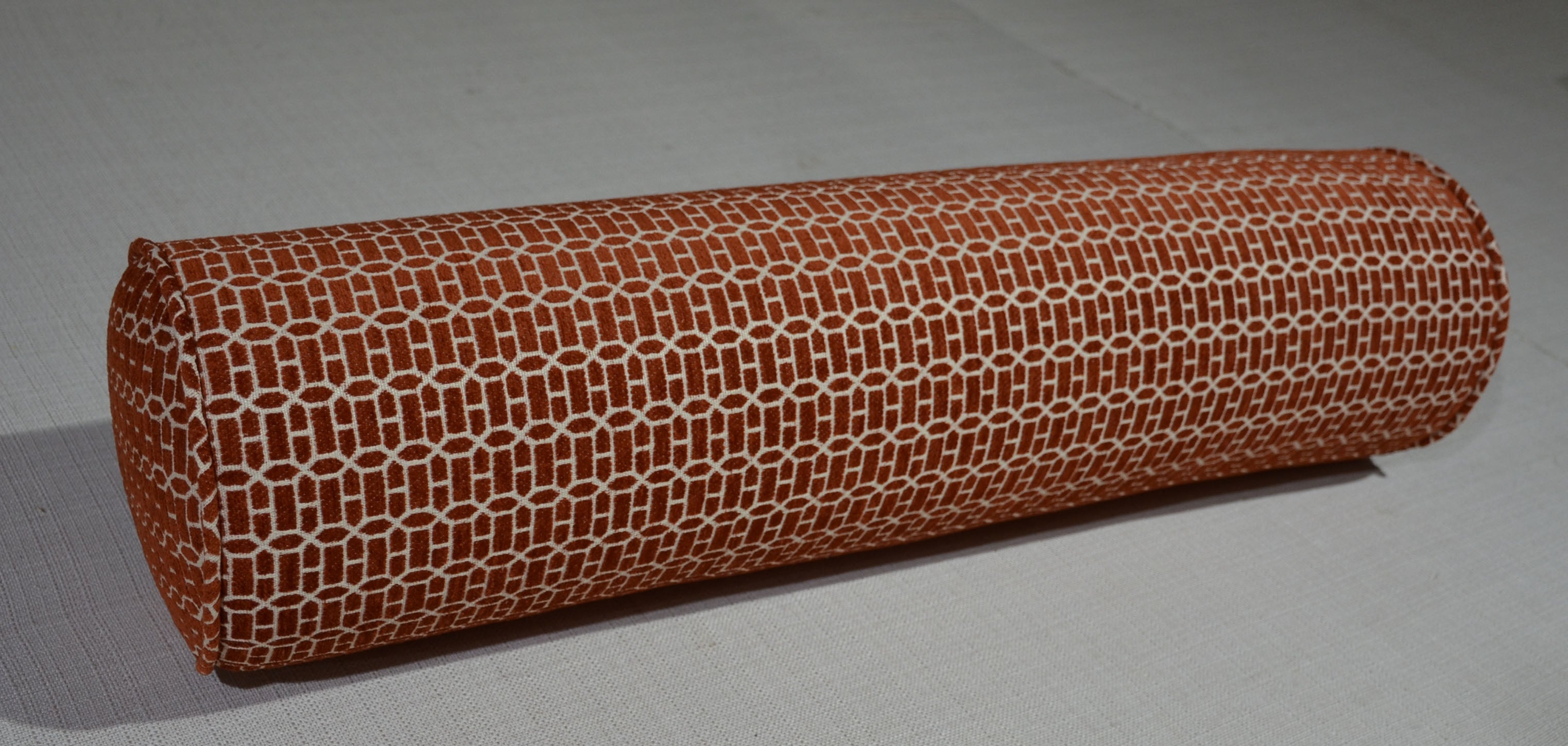 Round Bolster Pillow Cover . Gateway Chenille Coral.