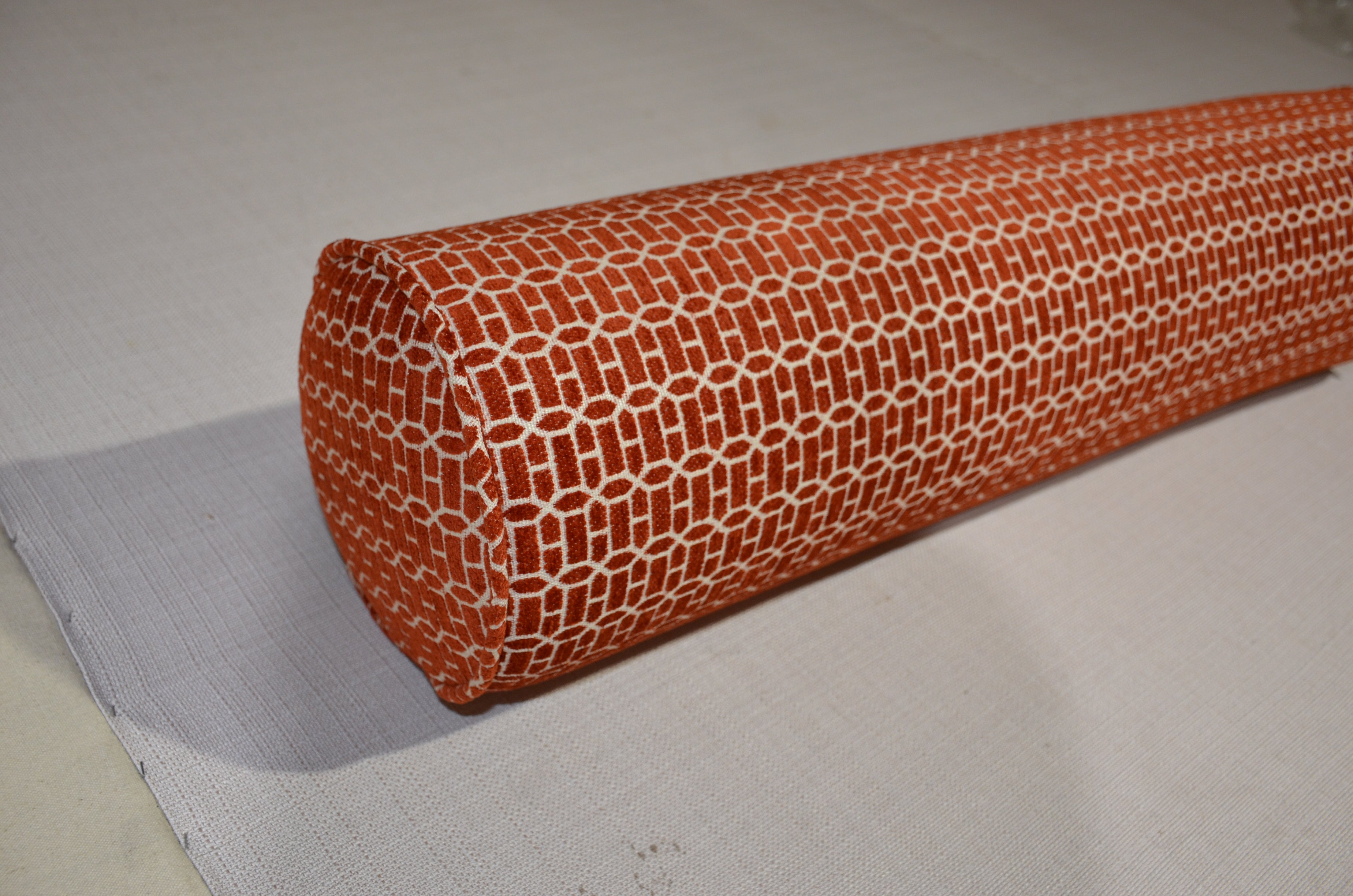 Round Bolster Pillow Cover . Gateway Chenille Coral.