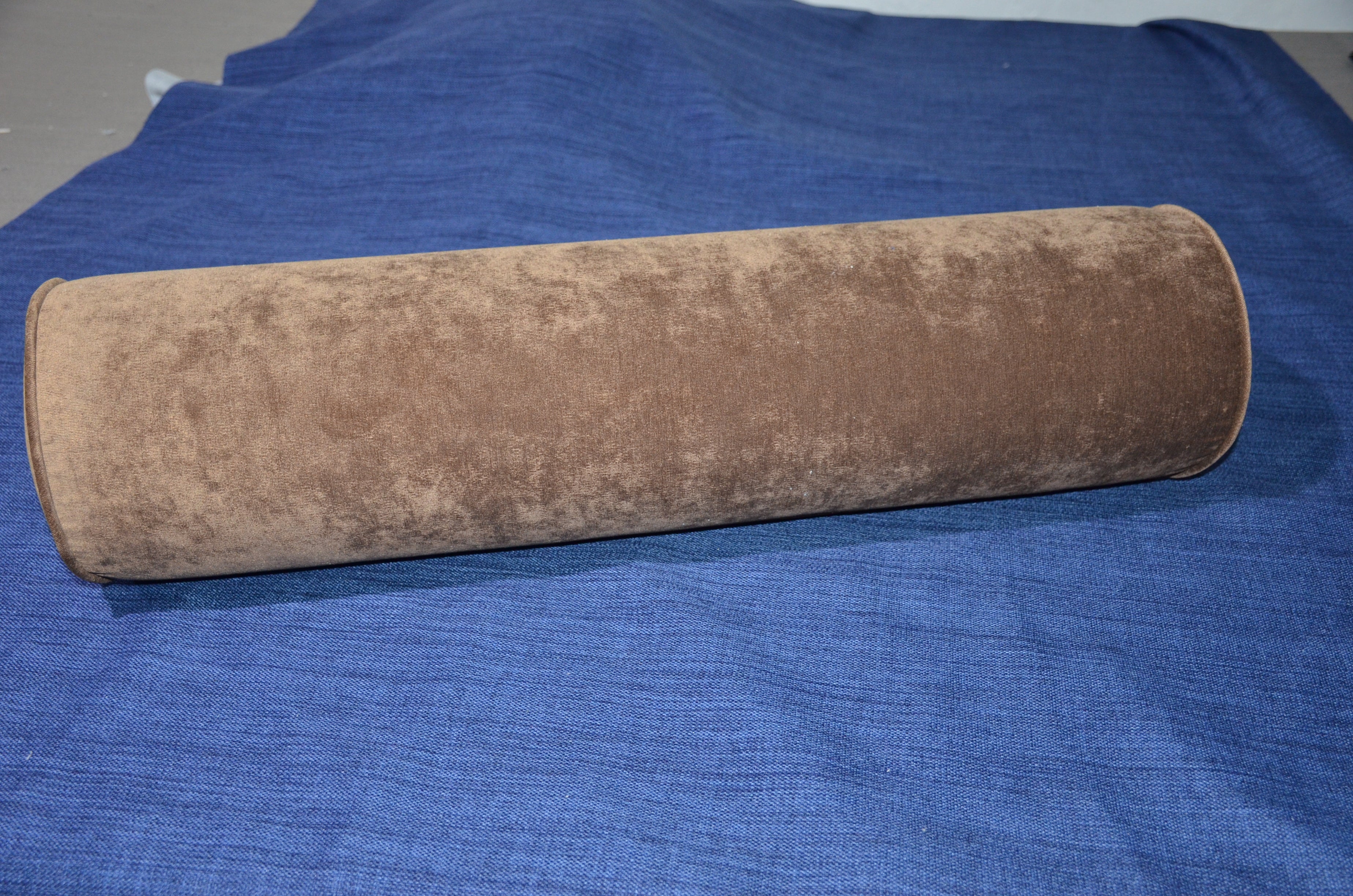 Round Bolster Pillow Cover . Antique Velvet Chocolate.