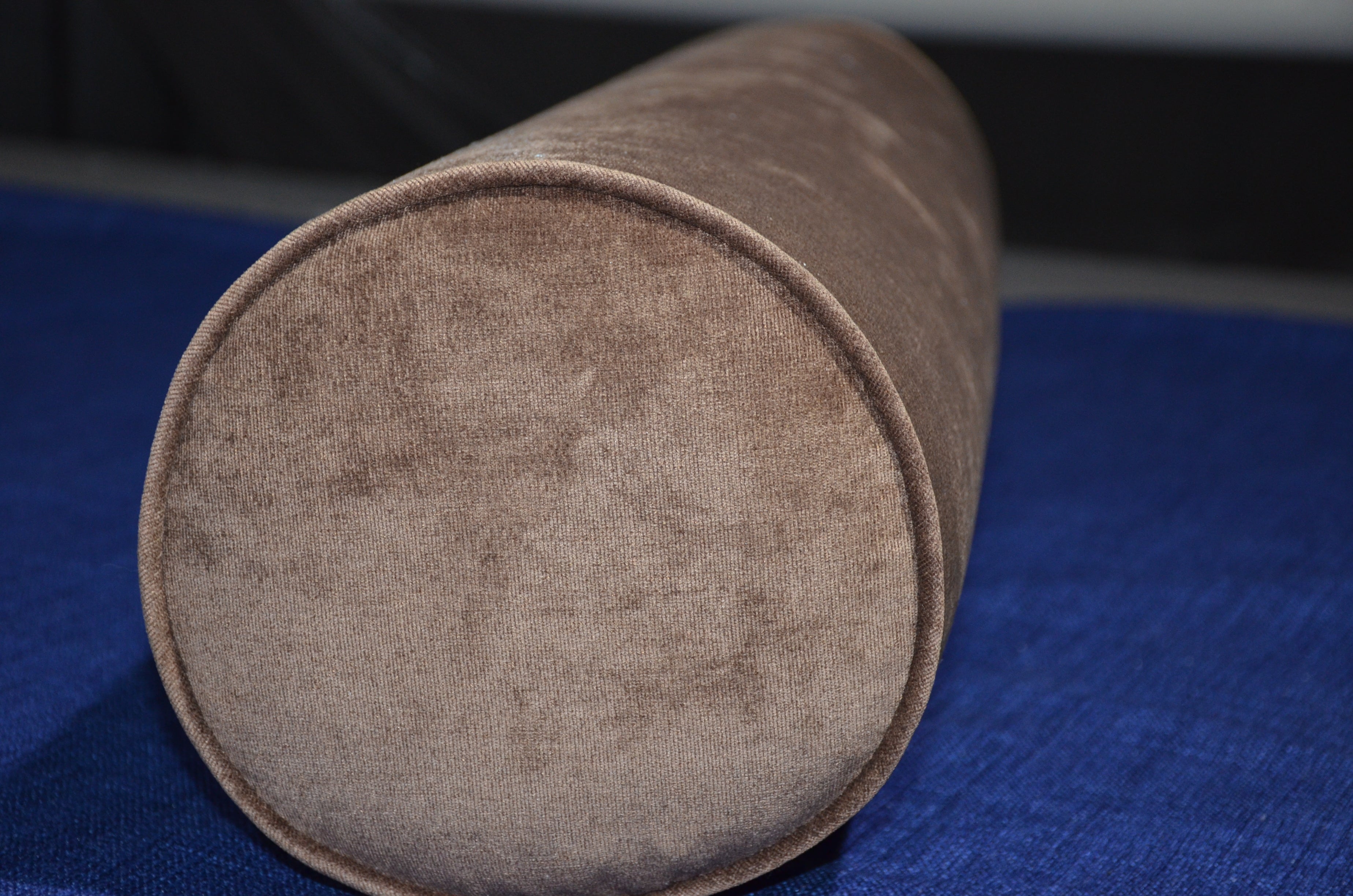 Round Bolster Pillow Cover . Antique Velvet Chocolate.